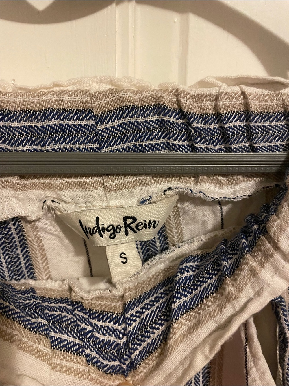 Indigo Rein Blue & Cream Striped Women's Jeans Overalls
